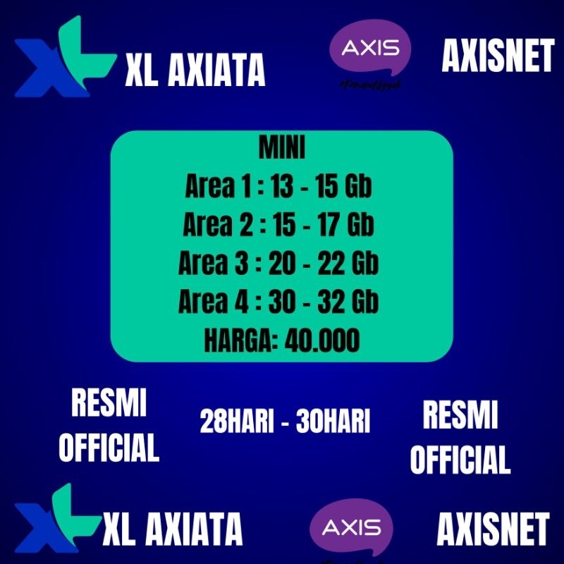 PAKET DATA KUOTA AKRAB MINI 13GB - 32GB XL & AXIS