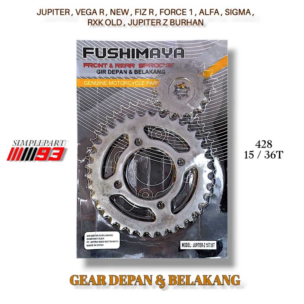Gear Gir Set Depan Belakang Yamaha [ 15 - 36T ] - VEGA R LAMA / NEW JUPITER Z LAMA BURHAN FIZ R FORC