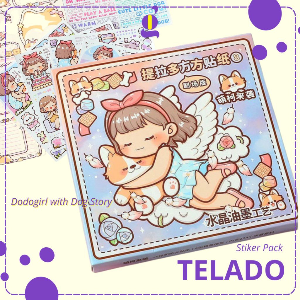 

Stiker Pack Set Dodogirl with Dog Story 15 lembar Sticker Jurnaling Lucu Aesthetic TLD122