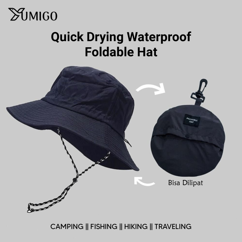 Yumigo Foldable Hat Packable Cap Fishing Hiking Outdoor Topi Pancing Gunung Waterproof Pria Wanita U