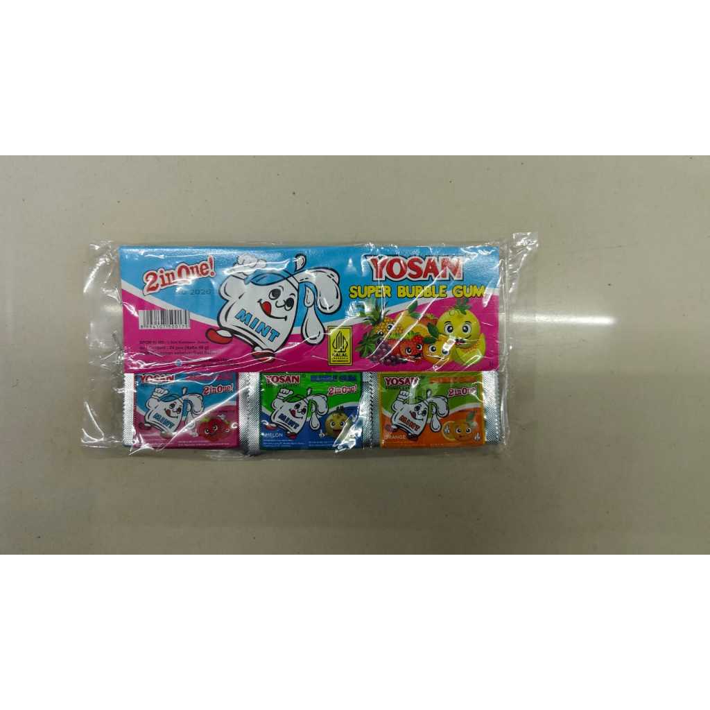 

YOSAN SUPER BUBBLE GUM HARGA GROSIR 1 PAK ISI 24