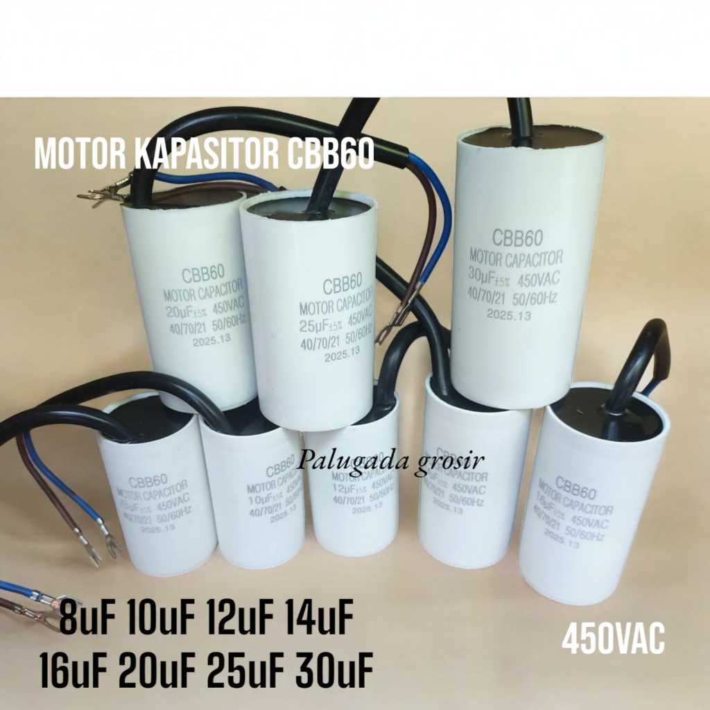 Kapasitor Pompa Air CBB60 450V AC Body Bulat