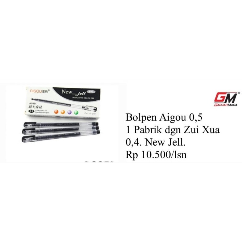 

Pro Hemat Bolpen AIGOU New Gell Xui Zua 4 mm isi 12 pcs