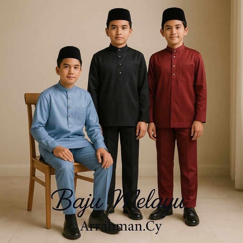 Cy.Baju Melayu Koko Anak bahan katun Toyobo set baju dan celana Terbaru modern Baju Malaysia baju Ri
