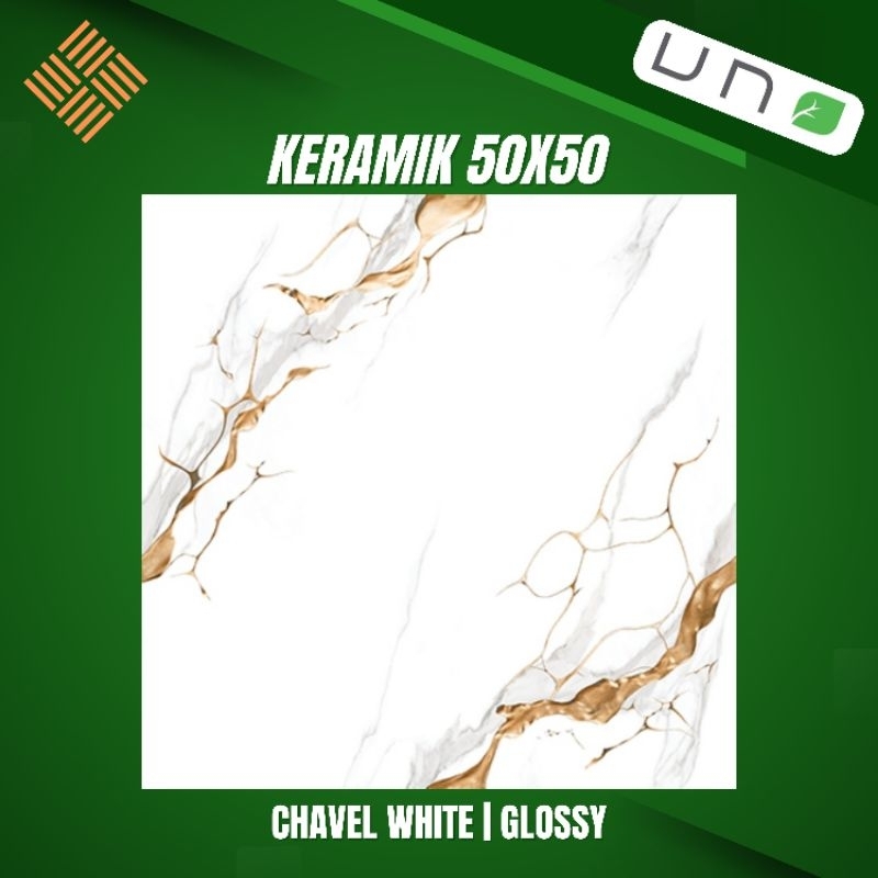 KERAMIK 50X50 CHAVEL WHITE | GLOSSY | UNO