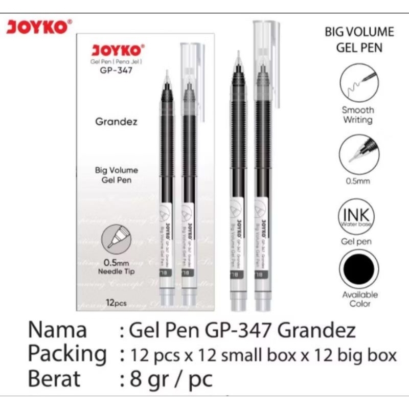 

gel pen GP -347 grandez joyko ( harga selusin 12pcs)