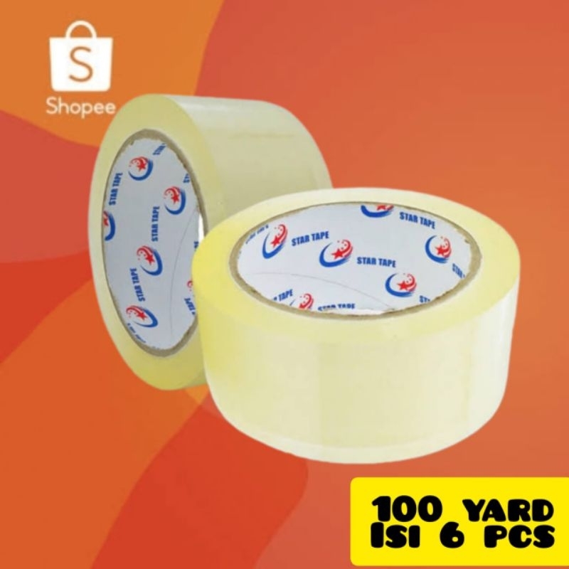 

Star Tape Lakban Bening 100 Yard Isi 6 Pcs Original