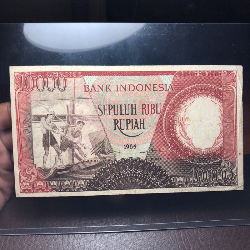Uang Kuno 10000 Seri Pekerja Merah 1964 Asli Code 511
