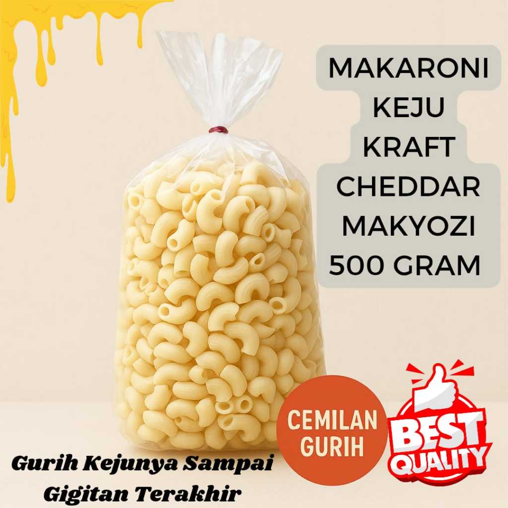 

Makaroni Keju Kraft Premium Enak Gurih dan Bikin Naguh Home Made Kemasan 500 gram MAKYOZI
