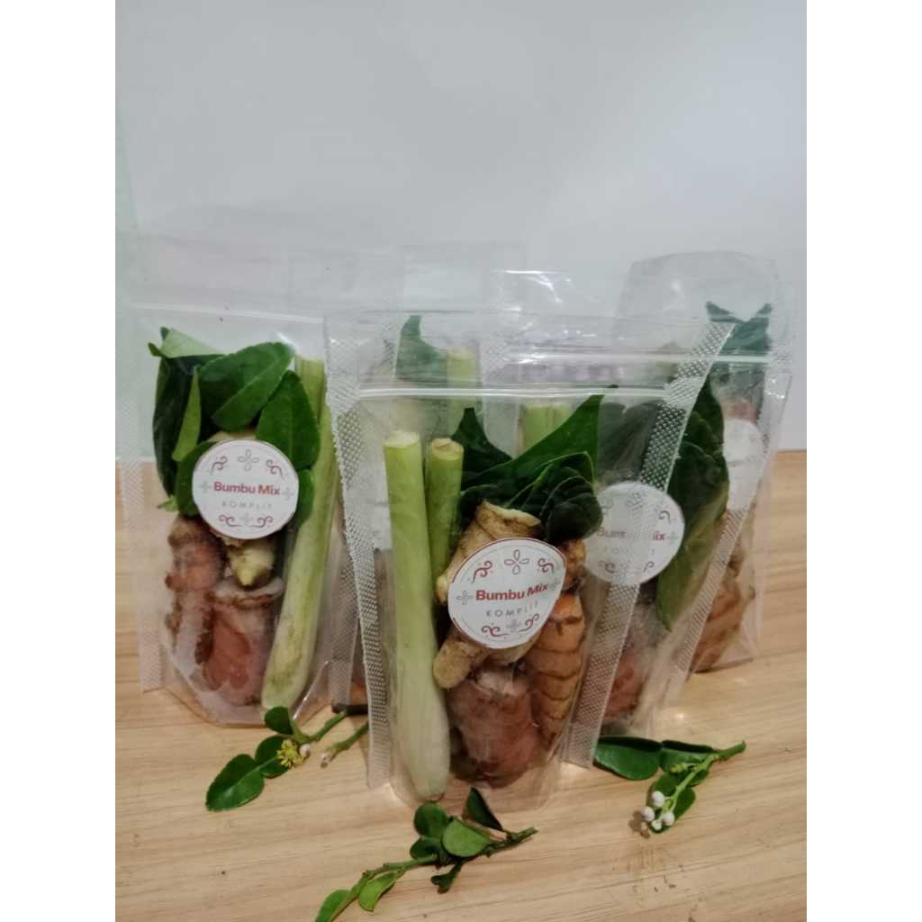

Bumbu dapur mix paket lengkap isi 6 jahe lengkuas kunyit sereh daun salam daun jeruk purut