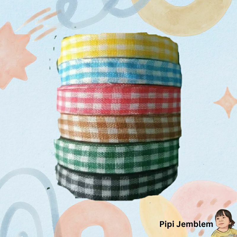 

1 meter/1 roll pita hias motif kotak lebar 2 cm 1 inch