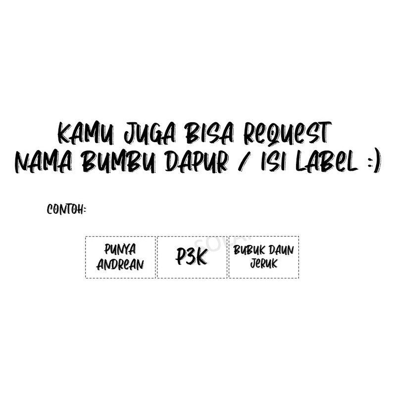 stiker nama bumbu dapur unik  (dapat 5 sticker)