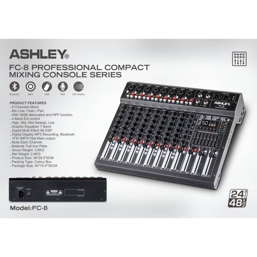MIXER AUDIO ASHLEY FC8 FC 8 Channel Bluetooth Efek ORIGINAL TERBAIK