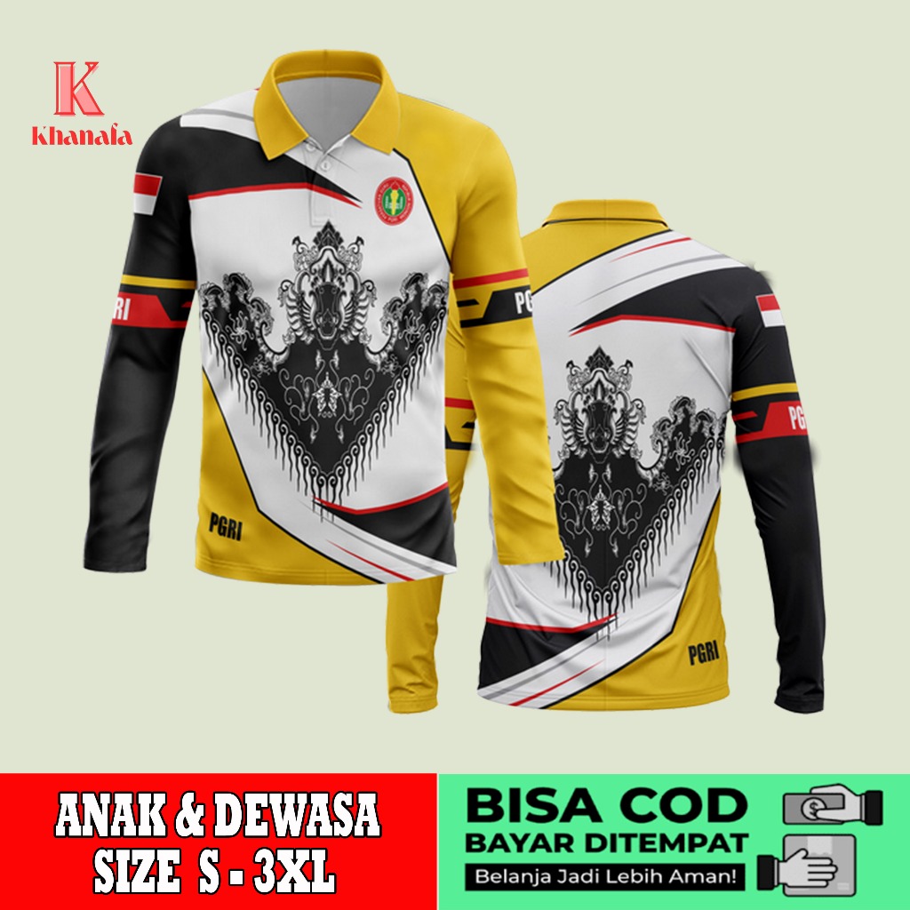Kaos Polo | Baju pgri | Kaos Polo Batik PGRI | Baju Guru Batik PGRI | Kaos Polo Motif Batik PGRI Ful