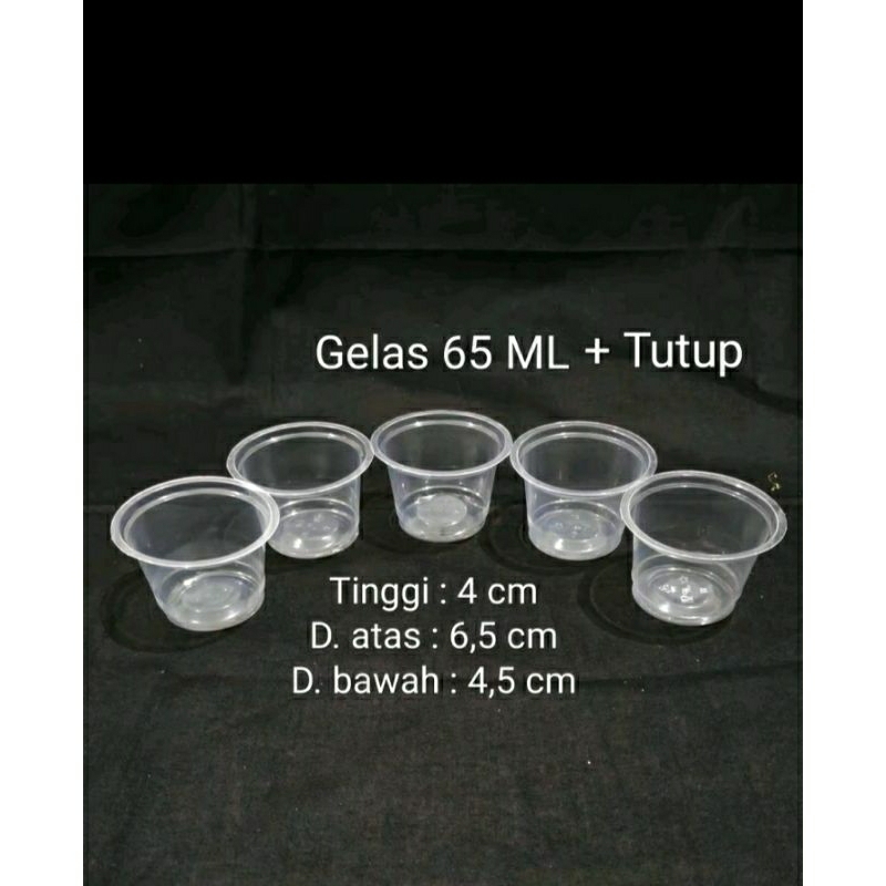Cup Puding Agar 65ml Isi 50 pcs – Cup Plastik Mini Tutup Bening Untuk Dessert, Jelly, Puding, Es Kri