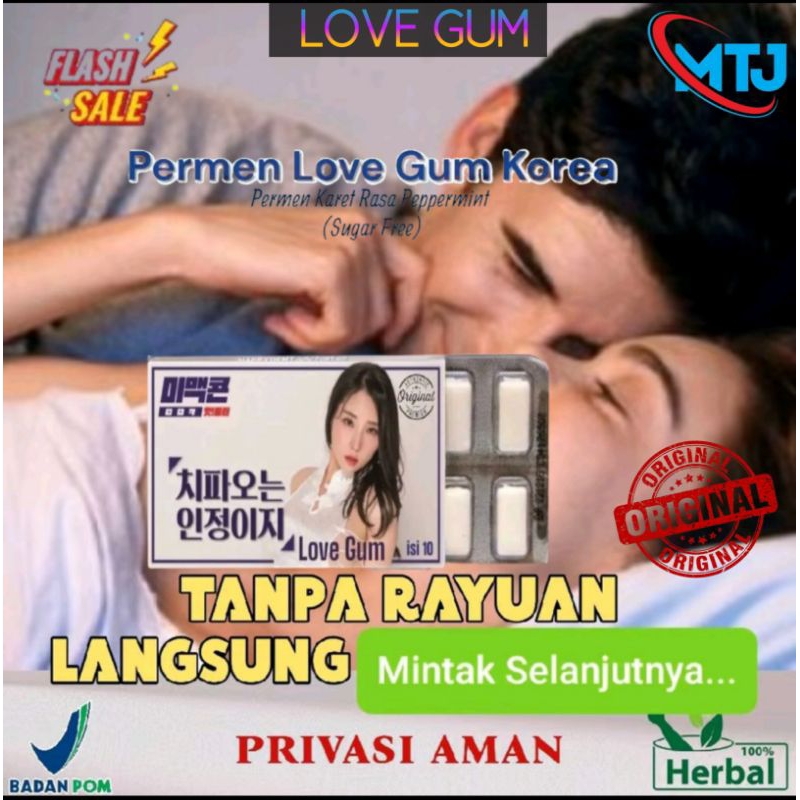 

Permen Love Korea Asli White Gum 1 Pack isi 10biji Bkin Grah Miss Girl Auto Salting