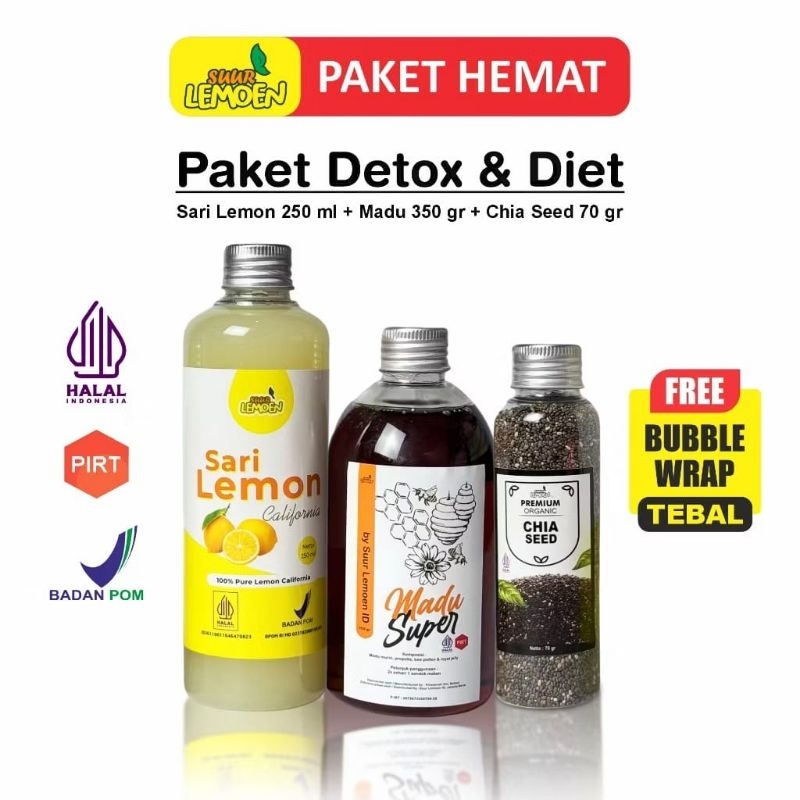 

Paket Detox - Paket Cuka Apel 250ml + Sari lemon 250ml - Paket Madu 350ml + Chia Seed + Sari Lemon 250ml - Paket Cuka Apel 250ml + Sari Lemon 250ml + Chia Seed 70gr - Suur Lemoen