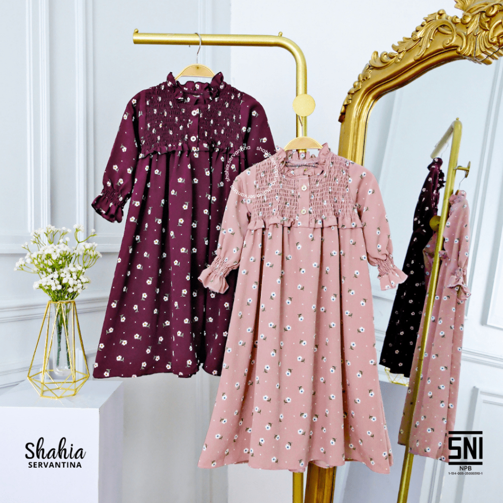 Shahia Servantina - Camelia Dress Crincle Gamis Couple Ibu & Anak Perempuan