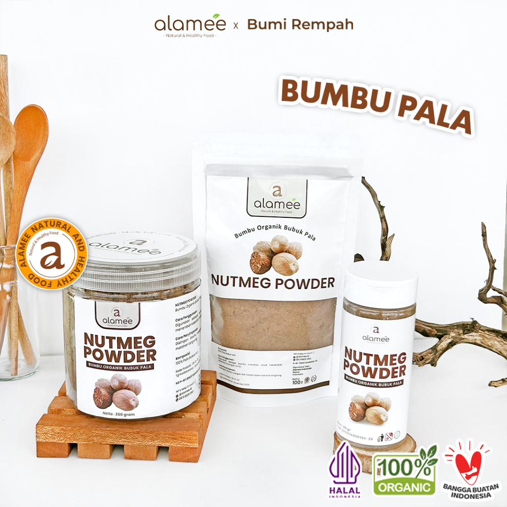 

ALAMEE Bumbu Dapur Pala Bubuk Nutmeg Seasoning Powder Rempah Murni Asli Tanpa Campuran Organik 250g