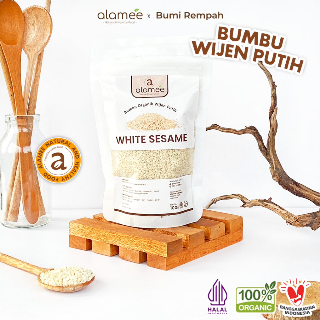 

ALAMEE Wijen Putih White Sesame Seed Bumbu Dapur Organik Masak Rempah Tanpa Campuran Seasoning 100g