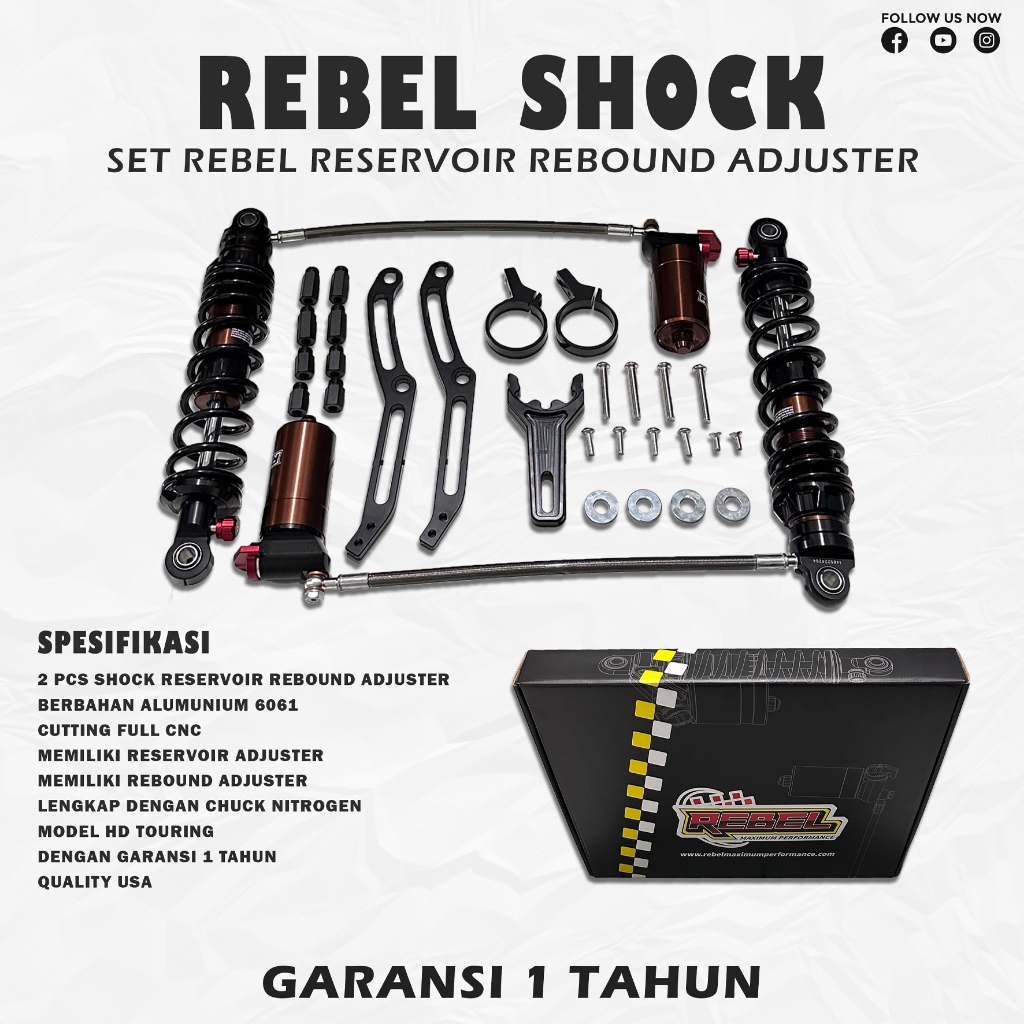 PREMIUM SHOCKBREAKER RESERVOIR REBOUND ADJUSTER HARLEY DAVIDSON TOURING BY REBEL