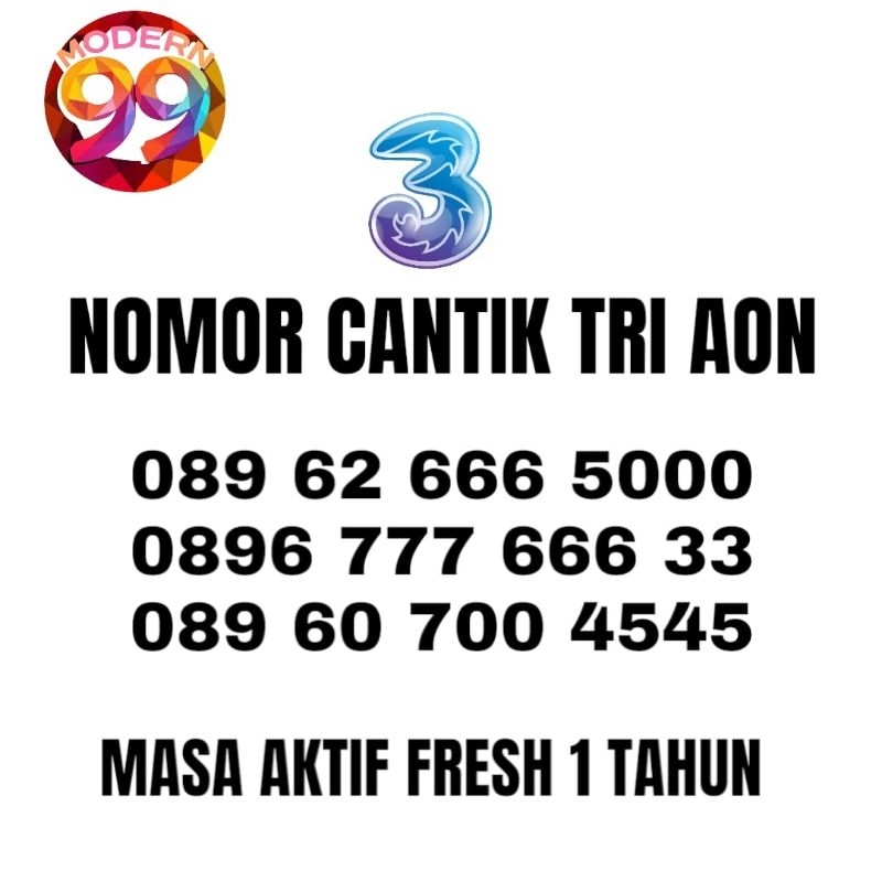 Nomor Cantik TRI AON 1 Tahun