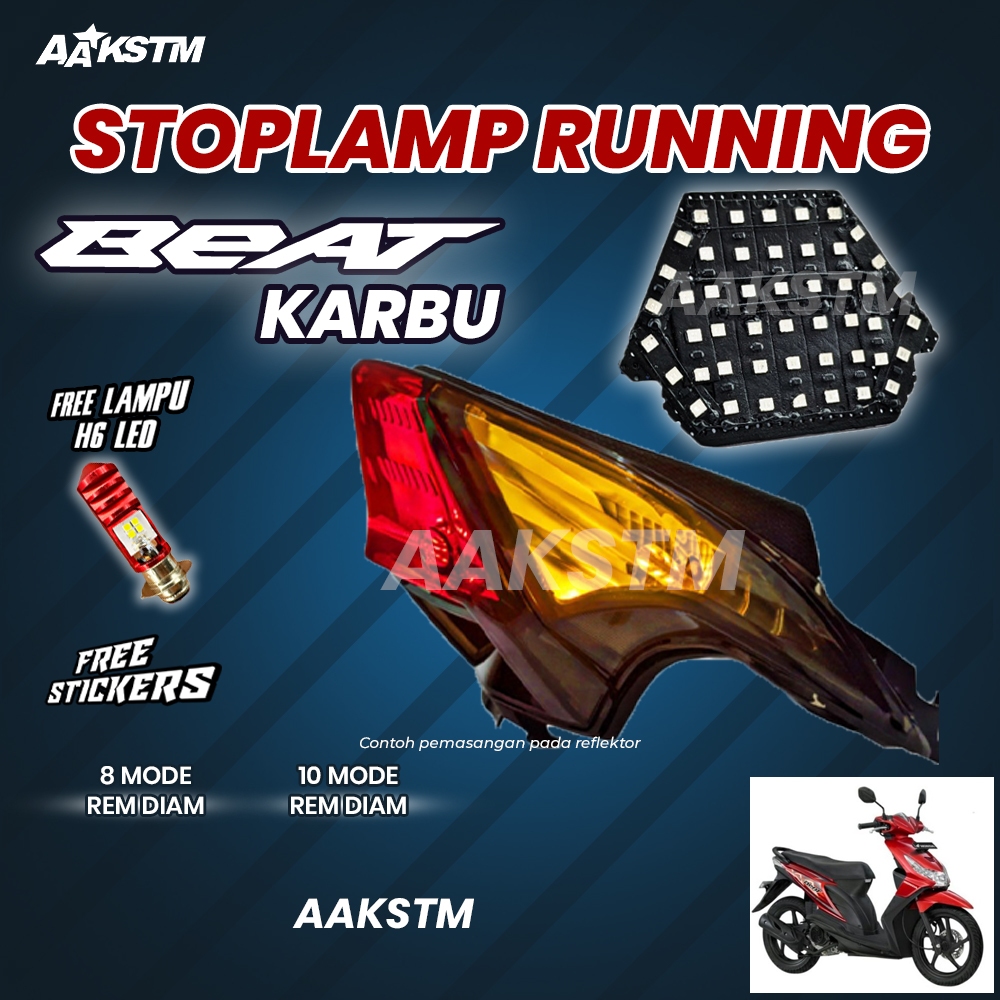 Stoplamp Running Led Beat Karbu 2008 - 2012 Lampu Rem 8 10 Mode Variasi Aa Kstm