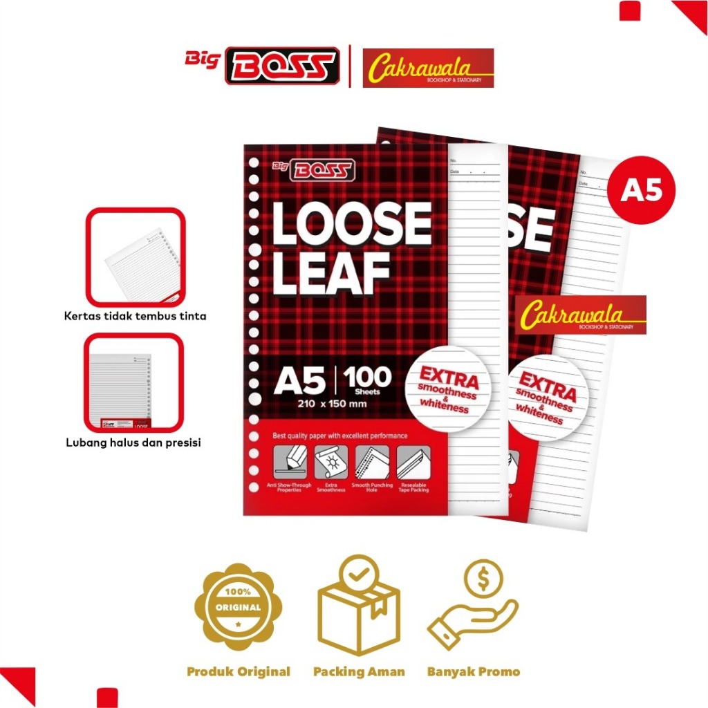 

Big Boss Loose Leaf Isi Kertas Binder Ukuran A5 Isi 100 Lembar