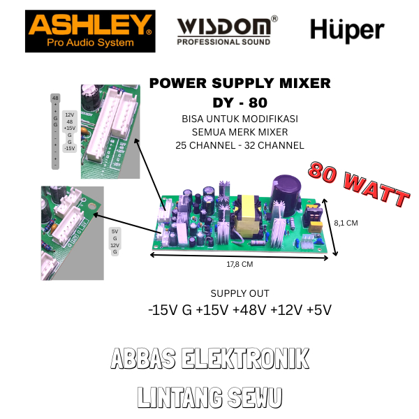 Power Supply Mixer 80 Watt 16 sampai 36 channel PSU Mixer DY-80 Pengganti Power Supply 24-36 Channel