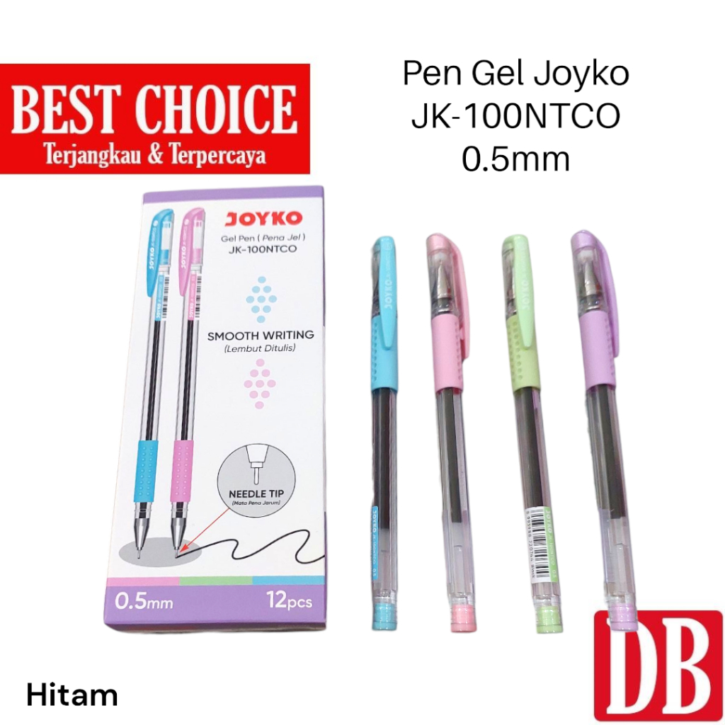 

Gel Pen / Pulpen Joyko JK100NTCO / JK-100NT color 0.5mm Hitam (12 pcs)