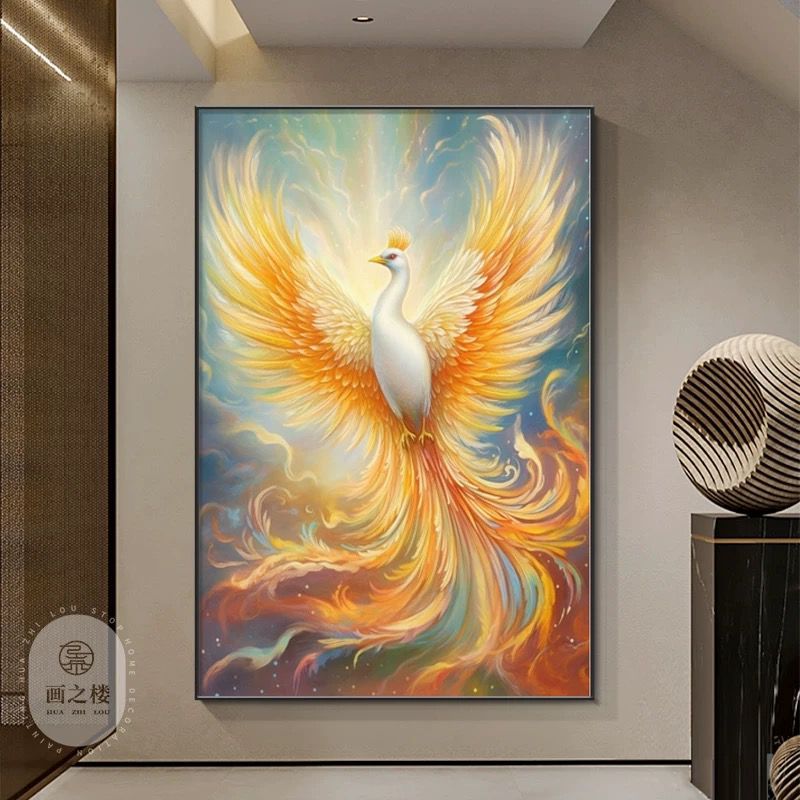 Lukisan Porcelain 5D Diamond Motif Burung Phoenix Pajangan Dinding Wall Decor Phoenix Mewah Fengshui