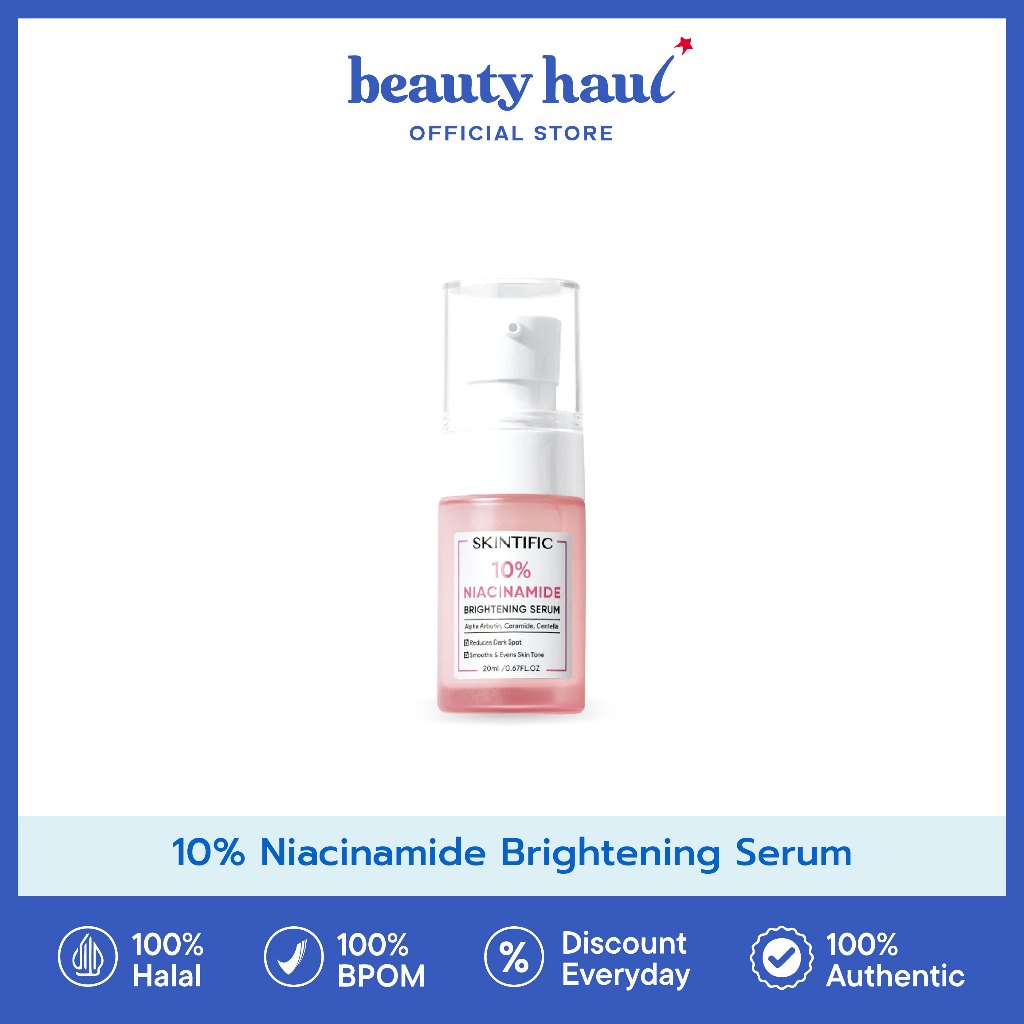 SKINTIFIC 10% Niacinamide Brightening Serum - Serum Pencerah Wajah, Anti Kusam & Noda Hitam, Membuat