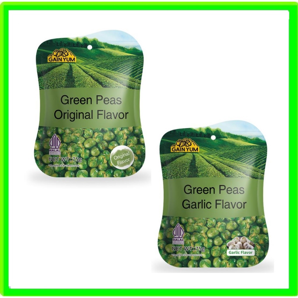 

GainYum Green Peas 75gr Garlic Gain Yum Kacang Polong Rasa Original 75G