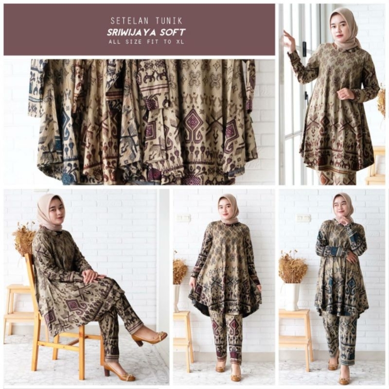 Setelan Celana Tunik Motif Etnik Denim Calvin Jeans