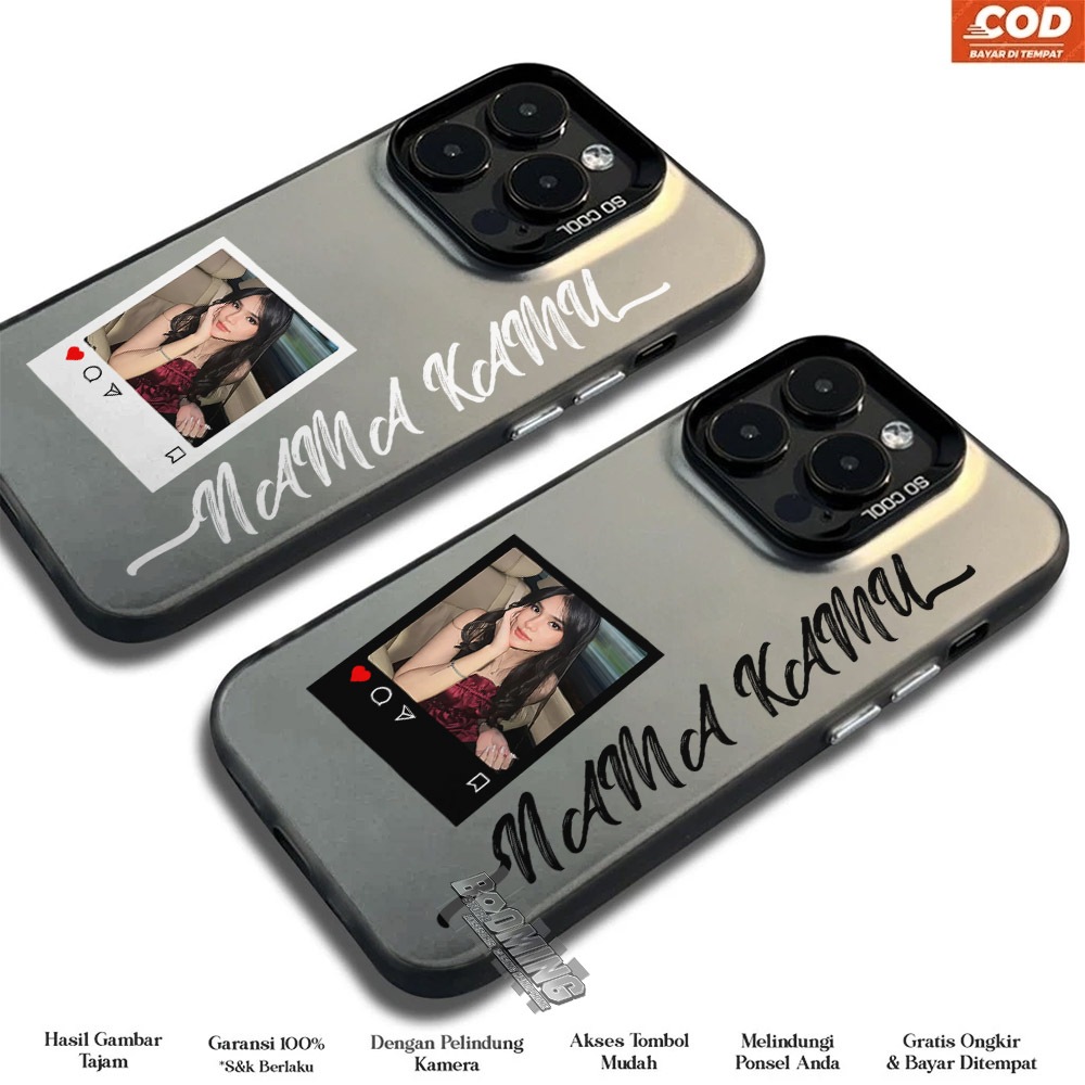 Custom Case Hp Foto + Nama Sendiri with Frame Premium Matte Hard Casing IMD So Cool