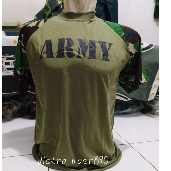 Kaos Army loreng variasi reglan lengan pendek Pria Distro noer890