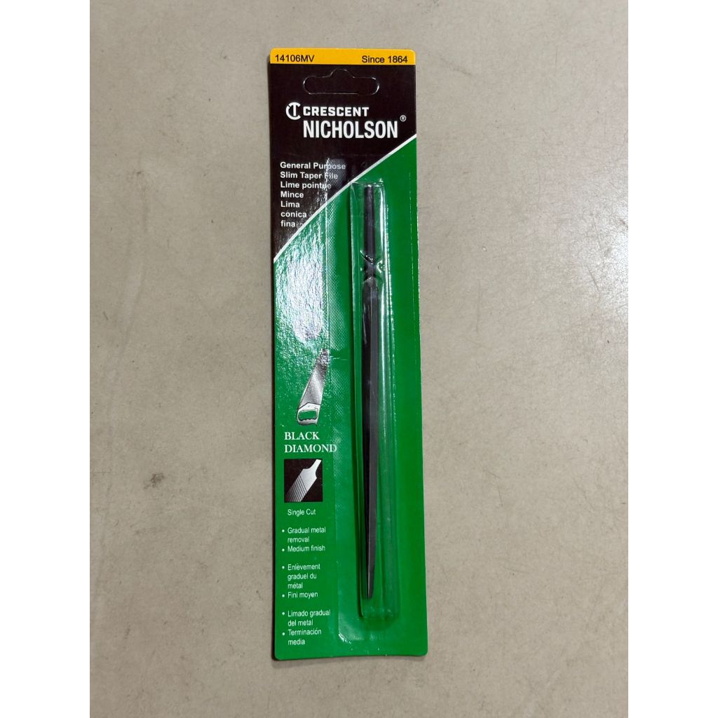Nicholson Kikir Segitiga Slim Taper 4" (100 mm) Asah Gergaji ORIGINAL