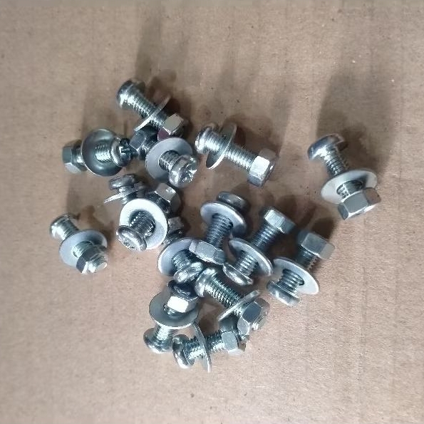 Baut JP M5x15 / Baut JP 5x15 / Baut Obeng Plus Lengkap Ring Plus Mur