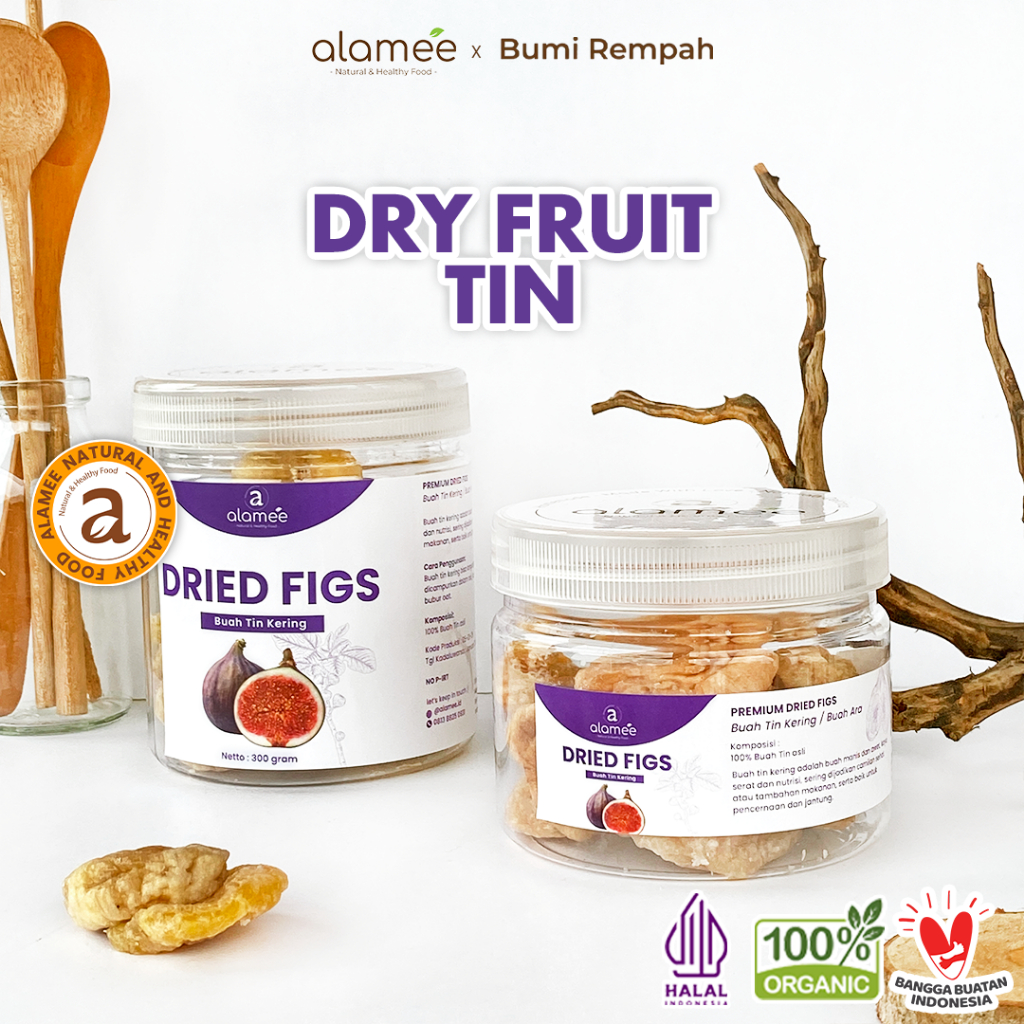 

ALAMEE Buah Tin Kering Cemilan Buah Sehat Dried Figs Buah Ara Kering Rendah Kalori 300gr
