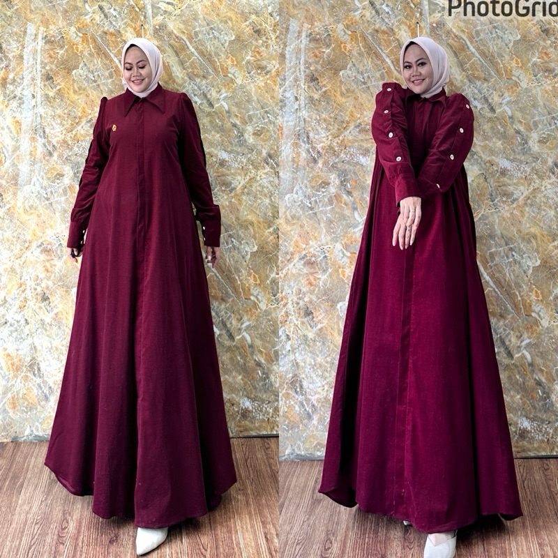 Queenasyari - Ghina Dress (Hanya Gamis) Gamis Jumbo Baby Cordoray Ld 110-140 cm Gamis Wanita Muslima