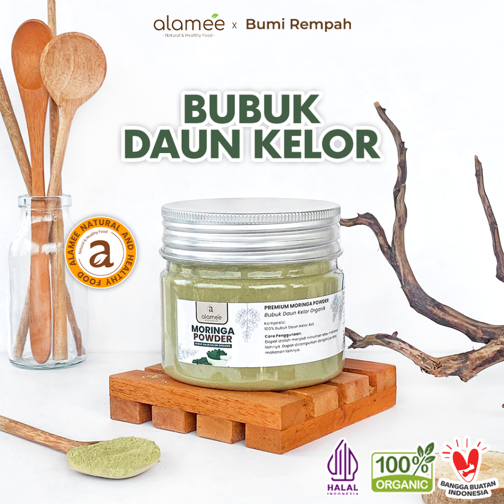 

ALAMEE Bubuk Minuman Daun Kelor Moringa Powder Serbuk Daun Kelor Herbal Tanpa Gula 125gr