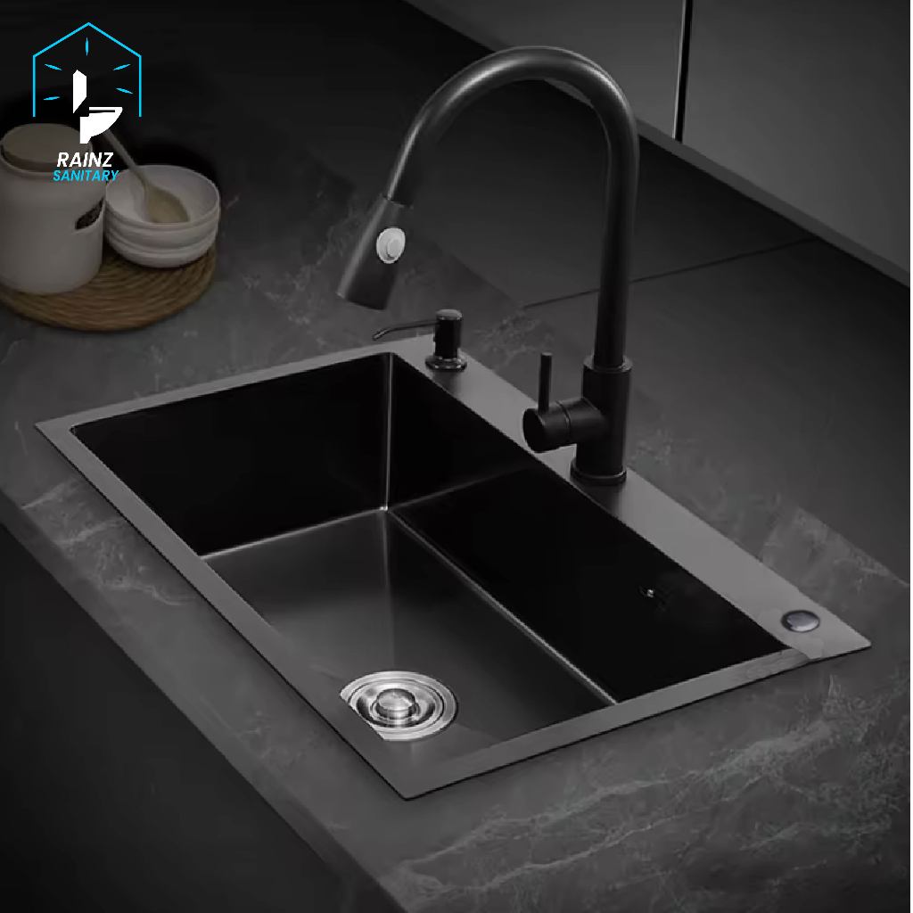 Rainz Sanitary - Paket Komplit Kitchen Sink Stainless Steel 304 Kran Air Premium Wastafel Dapur Mode