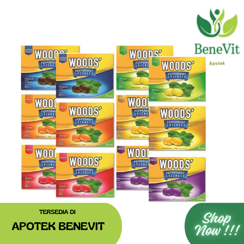 

WOODS LOZENGES - PERMEN PELEGA TENGGOROKAN RASA ORIGINAL/ LEMON/ HONEY LEMON/ JERUK/ CHERRY/ BLACKCURRANT