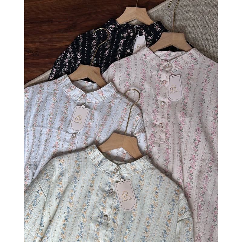 Terlaris Outerres - Moira Tunik Atasan Tunik Lebaran Wanita Flowy Slit Kancing