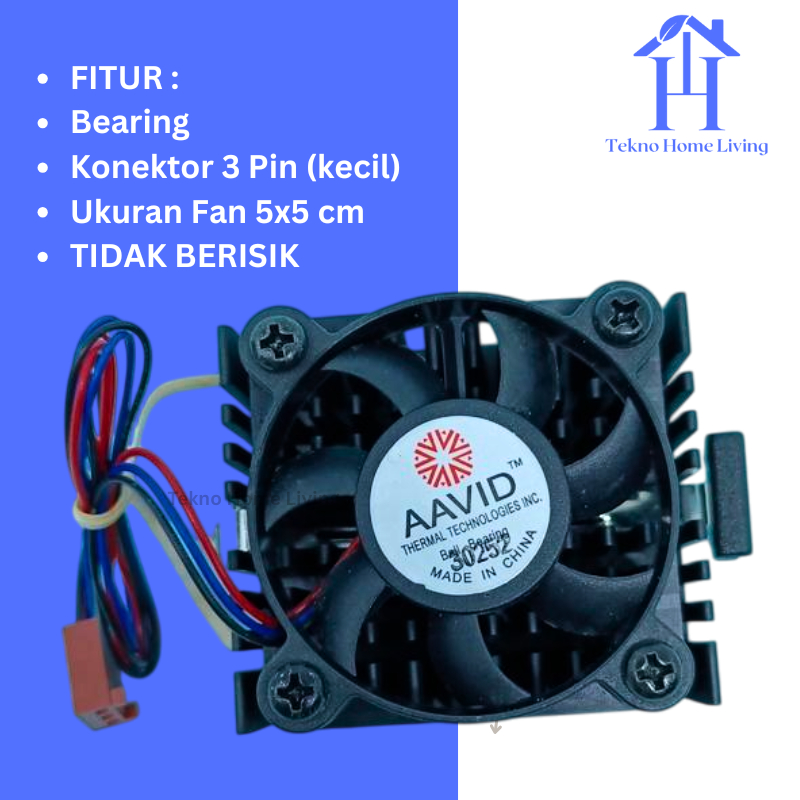 CPU Cooling Fan DC 12V 5x5cm + HEAT SINK AAVID