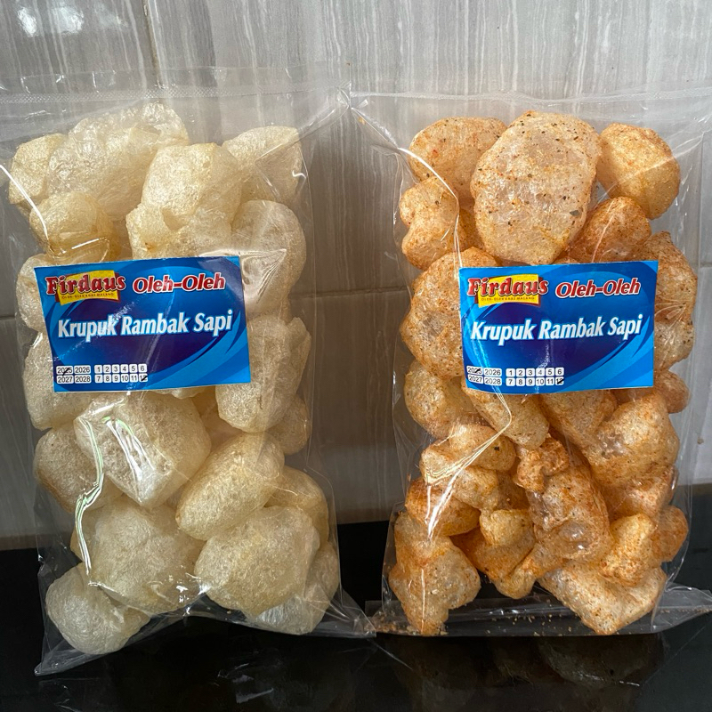 

Rambak Kulit Sapi Asli merk Firdaus tidak seret renyah 65gr