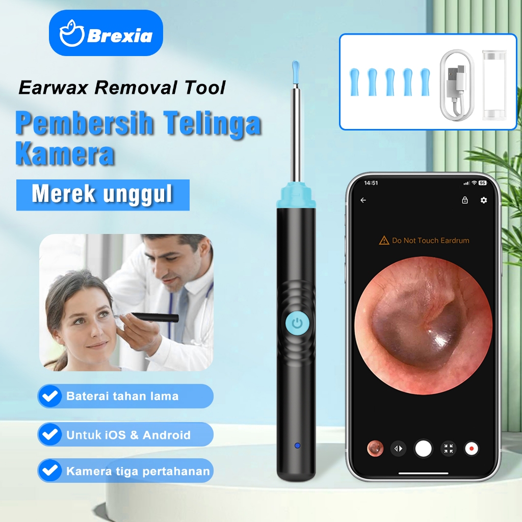 Brexia Pembersih Telinga Korek Kuping Kamera Led S2 Korek Kuping Led Kuping Kamera Led Korek Kuping