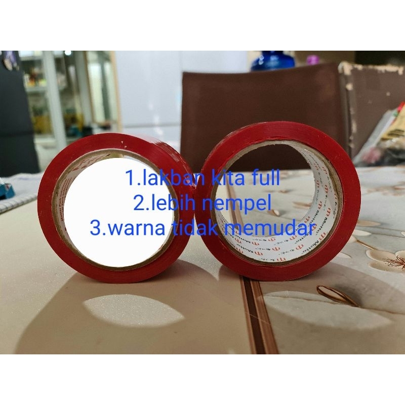 

Lakban fragile motto pack 48mm x 80 yard merah premium lakban packing paket dll