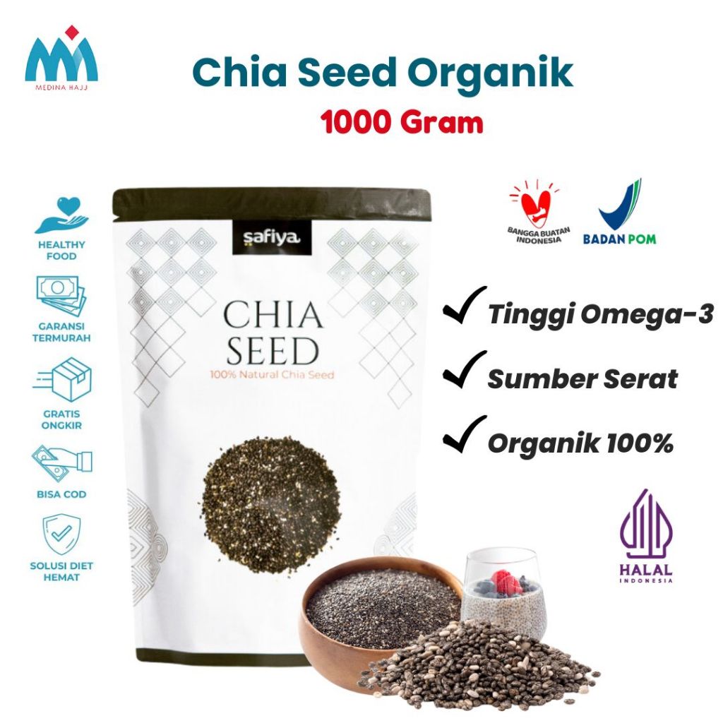 

Chiaseed Organik 1 Kg Safiya - Biji Chiaseed Black Chia Seed Organic Premium Natural