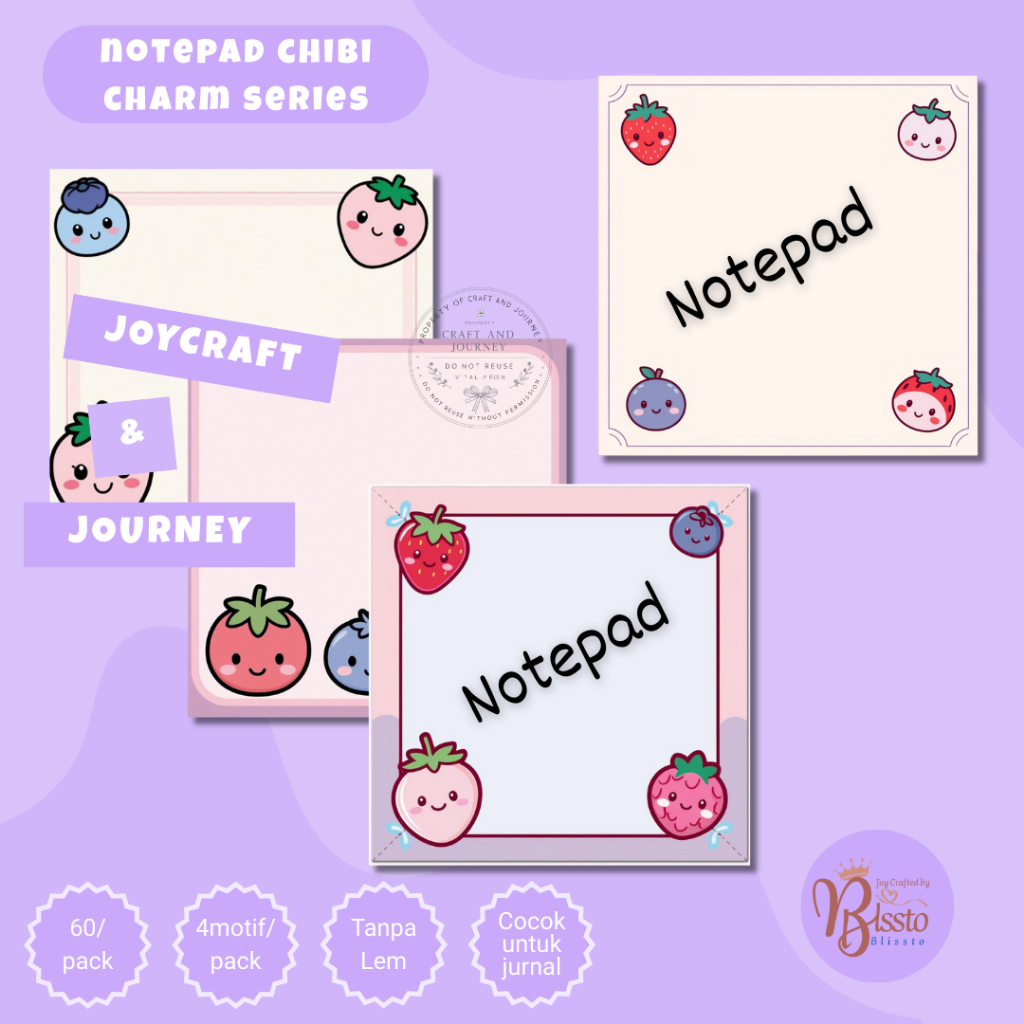 

Notepad Berry Blush Buddies | Sticky Note Tanpa Lem | Catatan Kecil | Block Note | Note Mini 8cm x 8 cm